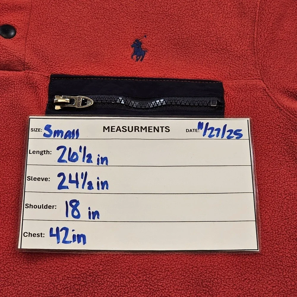 Polo Ralph Lauren Red‎ Fleece Mens S Sweater Mockneck Pullover 1/4 Snap Pockets